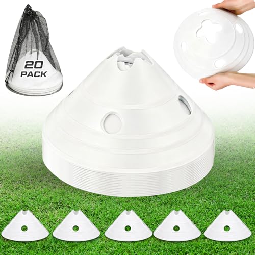 Jumbo Disc Cones Jumbo Soccer Cones with Mesh Bag Giant Large Agility for Soccer Training Adult Sports - color: White