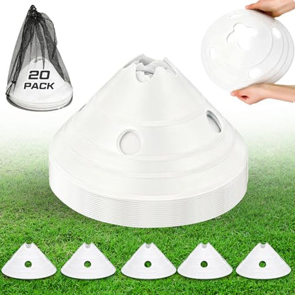 Jumbo Disc Cones Jumbo Soccer Cones with Mesh Bag Giant Large Agility for Soccer Training Adult Sports - color: White