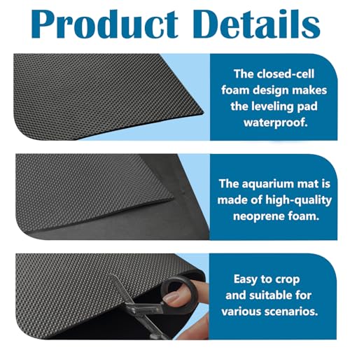 2 Pack Aquarium Leveling Mat for Under Tank 15''x 30''x 0.2'' | Fish Tank Pad Waterproof Shockproof Surface Texture Non-Slip Foam Without Adhesive Easy to Cut - size: 15''x 30''x 0.2''