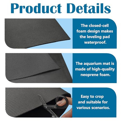 2 Pack Aquarium Leveling Mat for Under Tank 15''x 30''x 0.2'' | Fish Tank Pad Waterproof Shockproof Surface Texture Non-Slip Foam Without Adhesive Easy to Cut - size: 15''x 30''x 0.2''