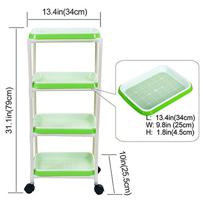 4 Layers Sprout Trays with Extra Strength Plastic Shelf Soil-Free Healthy Wheatgrass Seeds Grower & Storage Trays for Garden Home Office