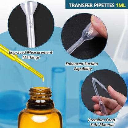 120Pcs 1ml Plastic Transfer Pipettes Dropper | Disposable, Water Droppers Pipette, For Oil, For Craft Lab Resin Paint - size: 1ml