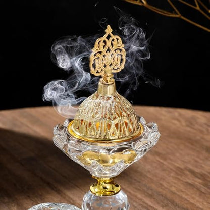 Glass Arabic Incense Burner with Tongs, Bakhoor and Cone Holder Tabletop Ornament for Living Room Yoga Meditation - style: Style C