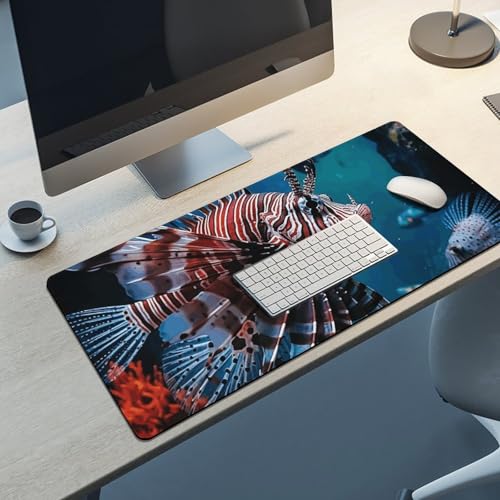 Large Size Gaming Mouse Pad Fish in Fish Tank Desk Mat Non-Slip Base Waterproof Desktop Writing Pad for Office Home - color: Fish in Fish Tank, size: 40x90cm