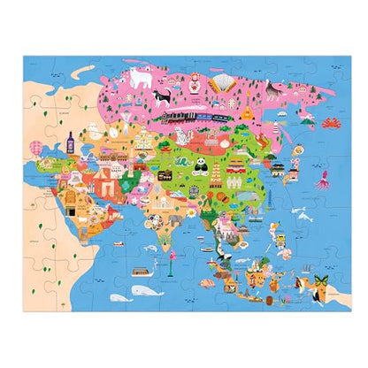 Mudpuppy Map of Asia – 70 Piece Geography Puzzle with Country-Shaped Pieces and Iconic Landscapes Cultural Items and More - style: Map of Asia