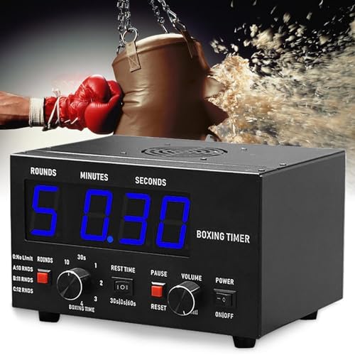 Professional Boxing Interval Timer with LED Display – Adjustable Workout Duration & Cycle Repetitions, for Gymnastics and Fitness Training(Blue) - color: Blue