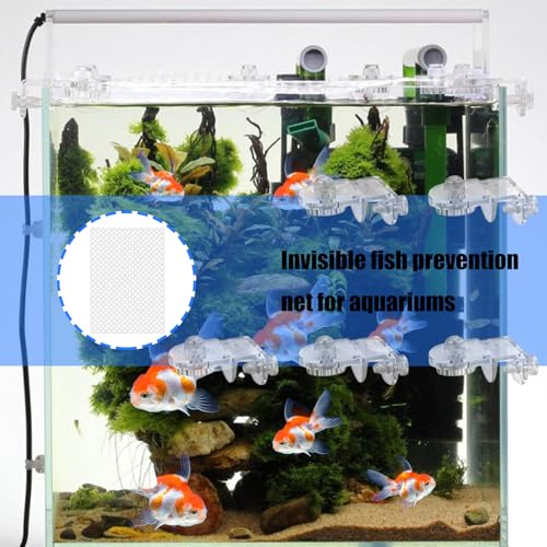 Invisible Anti Jump Netting for Fish Tanks Includes 5 Mounts Clear Netting Covers Clear Fish Tanks Covers with Holders