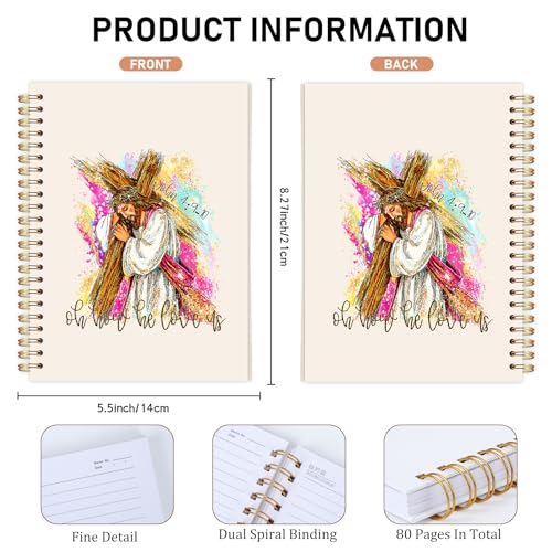 Jesus Cross Bible Journal, Christian Gifts for Women, Inspirational Hardcover Spiral Notebook, Religions Journaling for Church Notes Scripture Study Stationery Supplies 5.5x8.3 Inch - color: Jesus Cross