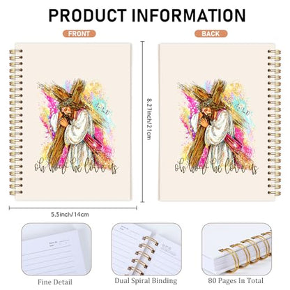Jesus Cross Bible Journal, Christian Gifts for Women, Inspirational Hardcover Spiral Notebook, Religions Journaling for Church Notes Scripture Study Stationery Supplies 5.5x8.3 Inch - color: Jesus Cross