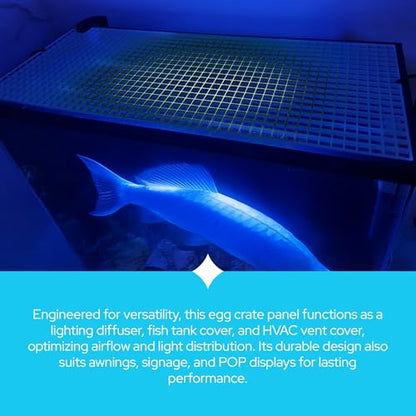 White Egg Crate Fluorescent Light Covers - Custom Size Polystyrene Drop Ceiling Grid Diffuser & HVAC Air Vent Grille - 1/2"x1/2"x3/8" Cell Eggcrate Panels, 5-Pack - Manufactured in USA - color: White - Custom Size