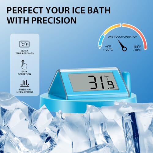 Solar Pool Thermometer Floating Easy Read - IPX8 Waterproof Digital Pool Water Temperature Thermometer for Swimming Pools, Hot Tubs, Ponds, Ice Baths - color: Blue