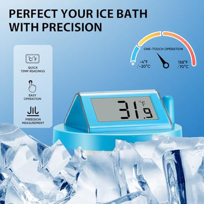 Solar Pool Thermometer Floating Easy Read - IPX8 Waterproof Digital Pool Water Temperature Thermometer for Swimming Pools, Hot Tubs, Ponds, Ice Baths - color: Blue