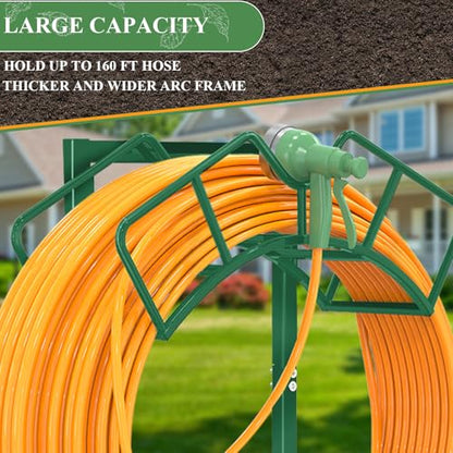 Qatsrin Super Stable Garden Hose Holder, Water Hose Reel holds 160ft, Green | Freestanding Water Hose Storage Hanger，Detachable Hose Stand Box for Outside Yard Lawn Farm - color: Green