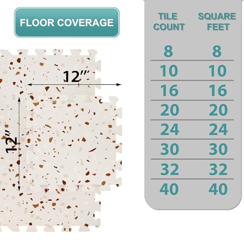 Sorbus Wood Grain Floor Mats Foam Interlocking Mats Each Tile 1 Square Foot 3/8-Inch Thick Flooring Wood Mat Tiles - Home Office Playroom Basement Trade Show (16 Tiles,16 Sq ft, Terrazzo) - color: Terrazzo