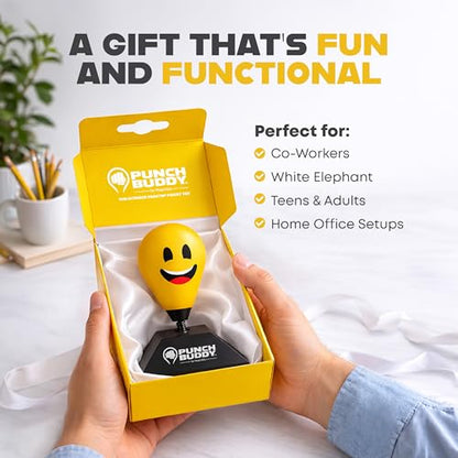 Desktop Punching Bag – Desk Fidget Toy for Stress Relief & Focus – Mini Suction Cup Punch Ball with Patented Griply™ Technology – Office Stress Reliever for Adults, Teens & Coworkers - color: Yellow