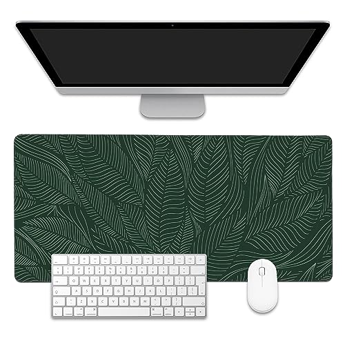 Golden Tropical Leaf Large Gaming Mouse Pad,Waterproof Desk Mat for Desktop,Non-Slip Rubber Base Mousepad with Stitched Edges for Laptop Office and Home 35.4X15.7 Inch - color: Golden Tropical Leaf