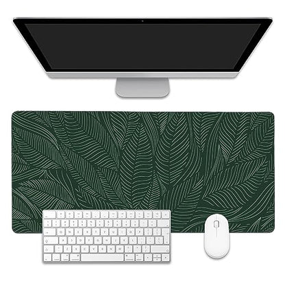 Golden Tropical Leaf Large Gaming Mouse Pad,Waterproof Desk Mat for Desktop,Non-Slip Rubber Base Mousepad with Stitched Edges for Laptop Office and Home 35.4X15.7 Inch - color: Golden Tropical Leaf