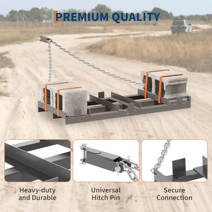 GAOMON Heavy Duty Square Drag Harrow Driveway Grader - 72 Inch Tow Behind Landscape Rake for ATV, UTV, Tractor - Adjustable Lawn Leveling Tool for Gravel, Soil, Sand and Pasture Maintenance, Gray