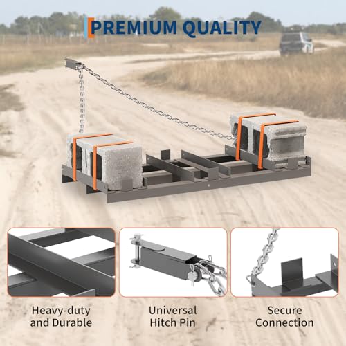 8 FT Drag Harrow Driveway Grader with 6 FT Chain, Heavy Duty Driveway Drag, Tow Behind Lawn Rake for ATV, UTV, Tractor, Mower, Lawn Leveling Tool Gravel, Sand, Soil, Hay, Grey - size: 8FT