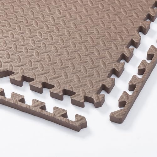 12''x12'' EVA Foam Puzzle Play Mat,5 Pack Interlocking Floor Tiles for Home Gym,Bedroom Crawling Mats Non-Slip Interlocking Carpet Soft Area Rug (Coffee,0.4'' Thick) - color: Coffee, size: 0.4'' Thick