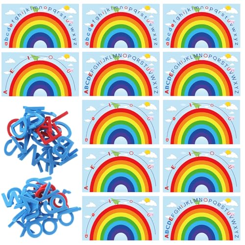 Geyee 6 Pcs Double Sided Rainbow Alphabet Arc Mats Abc Learning Toys