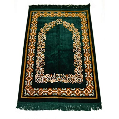 Prayer Rug Carpet Islamic Muslim Salah Meditation Mat Turkish Portable Green