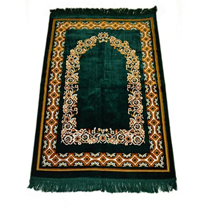 Prayer Rug Carpet Islamic Muslim Salah Meditation Mat Turkish Portable Green