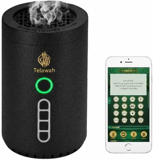 2-in-1 Electric Incense Burner with Quran Speaker, 3.1x3.1x4.8 inches, Rechargeable Portable Incense Burner, Suitable for Cars, Homes, Offices, Studies, Spas (Black)