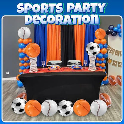 16" Inflatable Sports Beach Balls Variety Pack (12 Pcs) - 3 of Each - Basketball, Baseball, Football, Soccer Beach Balls for Sports - Themed Parties, Pool Toys, Birthday Decorations, and Party Favors