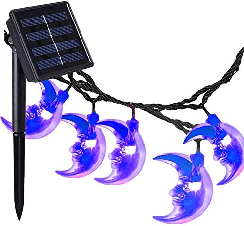 Moon Light String,15.75ft 20 LED Solar Fairy String Light for Outdoor, Garden, Home, Wedding, Christmas Party and Holiday,Waterproof Decoration Lights (Blue) - color: Blue