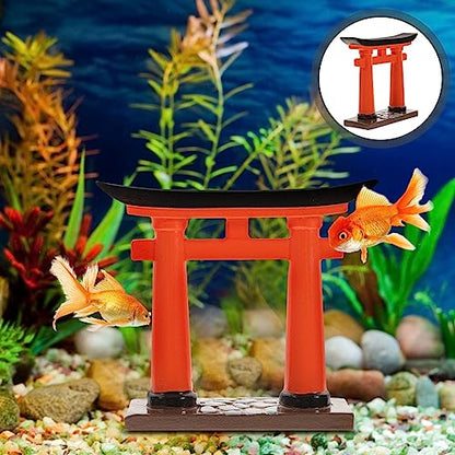 Japanese Torii Gate, Japanese Shinto Altar Shelf Mini Torii Gate Resin Miniature Shrine Japan Decor for Fish Tank Bridge Bonsai Micro Landscape Fairy Garden Decoration