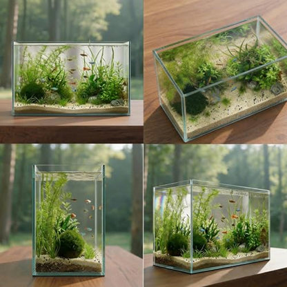 10 Gallon Glass Fish Tank Open-Back Lid, Aquarium Fish Bowl Cube for Betta Goldfish Snails Shrimp Aquatic Planting, Ultra Clear Rimless Low Iron - color: Transparency, size: 10 Gallon