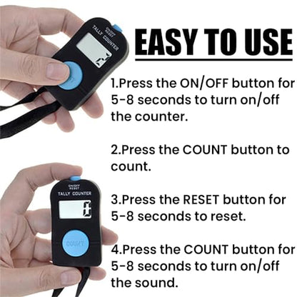 TopTie Electronic Hand Tally Counter, Digital Golf/Fish/People Number Counter Clicker with Lanyard