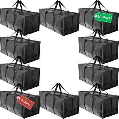 BAG-THAT! 10 Moving Bags Heavy Duty Extra Large Stronger Handles Wrap Storage Totes Zippered Reusable Packing Bags Moving Supplies Storage Boxes Storage totes Moving Boxes Packing Supplies Packing Box