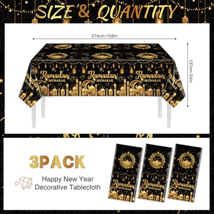 tineit 3 Pieces Ramadan Table Cloth, Ramadan Mubarak Table Decorations, Ramadan Decor Table Covers, Ramadan Decorations for Home Eid Mubarak Table Cloth