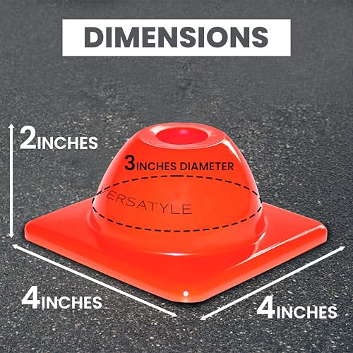 Versatyle Heavy Duty Agility Training Cones (2 in, 6 in, 9 in, 12 in, 28 in) for Sports, Kids Coaching, Multipurpose Field Marker Cones, Soccer, Basketball Drills, Bike, Motorcycle, Traffic Training - style: 2in, Orange, 12 Pack
