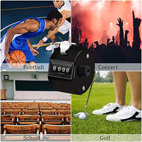 Eliamo 12 Pcs Hand Tally Counter 4-Digit Lap Counter Clicker, Manual Mechanical Handheld Pitch Click Counter with Finger Ring for School Golf & Knitting Row Croche - color: Black