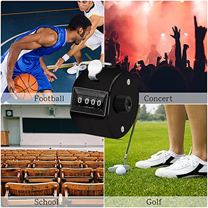 Eliamo 12 Pcs Hand Tally Counter 4-Digit Lap Counter Clicker, Manual Mechanical Handheld Pitch Click Counter with Finger Ring for School Golf & Knitting Row Croche - color: Black