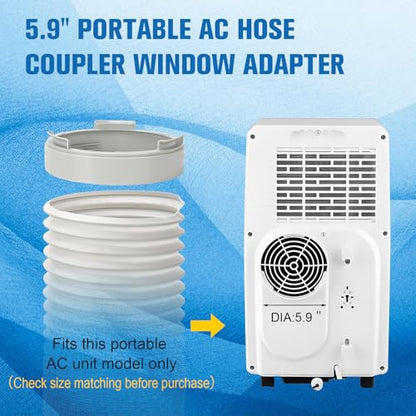 Portable Air Conditioner Hose Kit AC Hose with Adapter 5.9" Dia 59" Length Flexible Exhaust Hose and AC Unit Tube Connector for Portable Air Conditioner Vent - size: Dia 5.9" Exhaust Hose L 59"&Coupler AA01