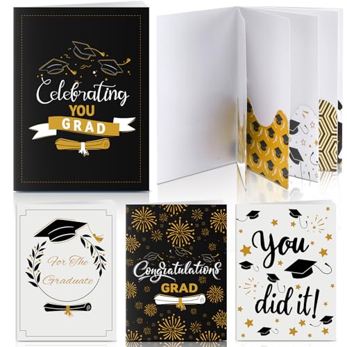 AmazingSpark 4 Set Mini Graduation Gift Card Book Class of 2026 Money Holder Envelope Booklet for Cash Congrats Grad Surprise Money Card Sleeve Book Graduate Party Gift for Senior College University - style: Graduation