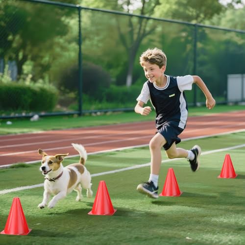 36pcs Cones 7 Inch Soccer Cones and Plastic Traffic Cones, Durable Cones for Sports Training, Ideal for Soccer, Basketball, Football, Skating, and Agility Drills Practice - color: red