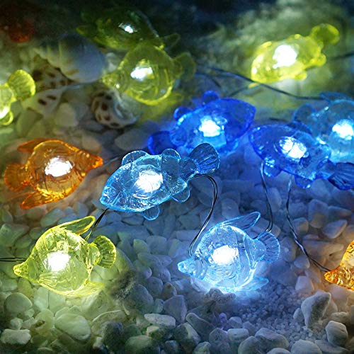 Beach Ocean Fishes String Light, 40LED Decoration Lights USB Plug in with 8 Modes Remote Control, Waterproof Fairy Lights for Bedroom Party Outdoor Wedding Holiday Christmas - color: Multicolor