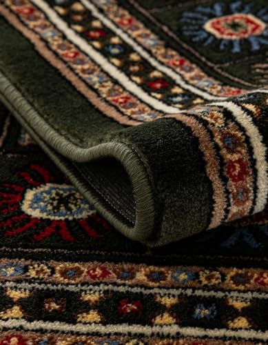 Rugs.com Bokhara Collection Rug – 6 Ft Runner Dark Green Medium-Pile Rug Perfect for Hallways, Entryways - color: Dark Green, size: 2' x 6' Runner