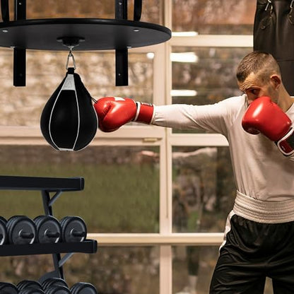 Hipicute Speed Bag Platform Kit - 24" Heavy Duty Wall Mount Boxing Equipment with 180°/360° Swivel Punching Ball for Home Gym, Professional Reaction Training & Fitness Workouts