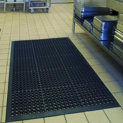 Rubber Floor Door Mats Outdoor Entrance Commercial Restaurant Kitchen Anti Fatigue Rubber Drainage Mat New Non Slip Bar Floor Mat for Garage Use Black 36inch x 60inch from SallyMall - size: 60"L x 36"W x 0.4"Th