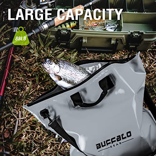 Fish Tournament Weigh in Bag for Bass Fishing, Heavy Duty Fish Bag for Caught Fish Waterproof,Leakproof,Puncture Resistant - color: Grey-25×23in