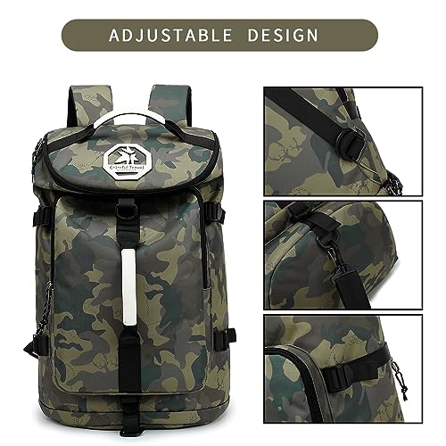 gym duffel bag backpack wrestling bag with shoe compartment 4 kinds of back method waterproof sports walking laptop - color: A-camouflage