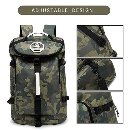 gym duffel bag backpack wrestling bag with shoe compartment 4 kinds of back method waterproof sports walking laptop - color: A-camouflage