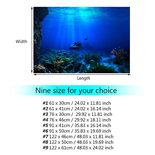 GOTOTOP Fish Background 55 Gallon Aquarium Poster 3D Effect Adhesive, Aquarium Background Decoration Seaworld Poster Self-Adhesive Underwater Decor(76 * 46cm) - size: 76*46cm