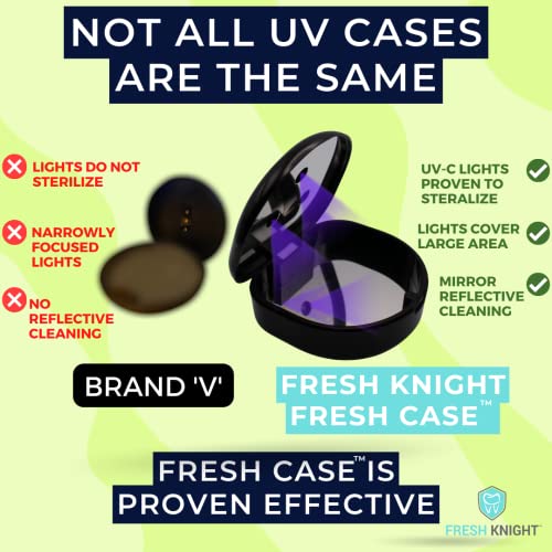 FRESH KNIGHT UV Retainer Case | UVC Retainer Cleaner, Disinfects Cleans and Removes Odors, Mouth Guard Case, compatible for Invisalign Container (Black-UV) - color: Black UV